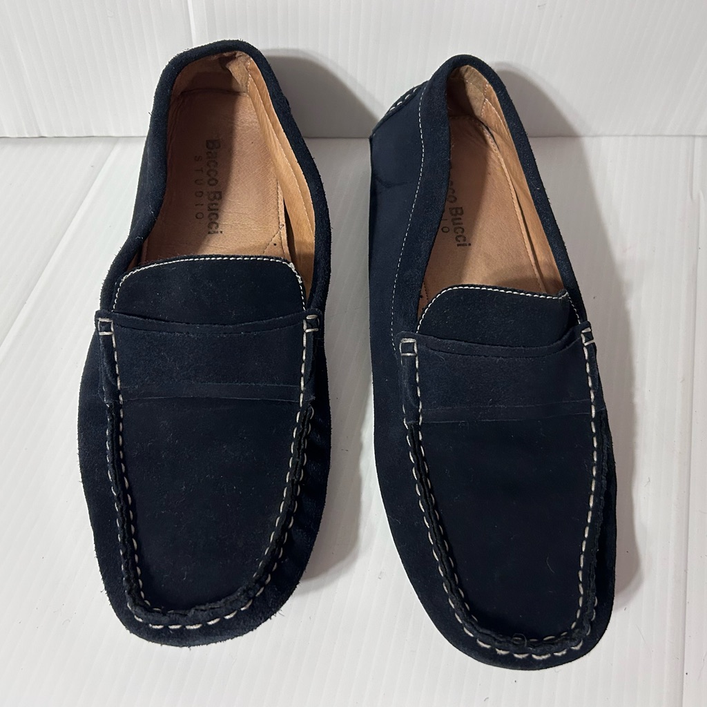 Bacco Bucci Navy Suede Slip On Loafers Shoe Men Size 10